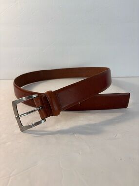 CALVIN KLEIN Brown Leather Belt With Silver Buckle Size 34